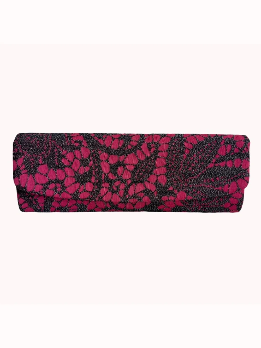 Vintage Pink Black Fabric Clutch Evening Bag Wedding Purse Formal Party Makeup